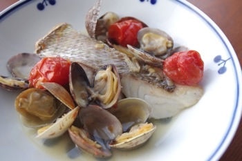 たいとあさりの酒蒸し